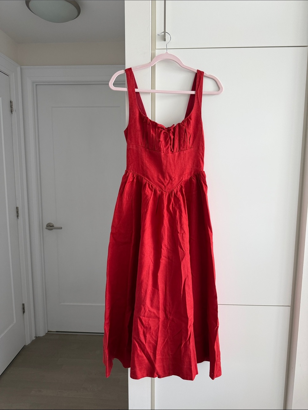 Reformation Balia Linen Dress Red - Size 4 - Picture 9 of 14